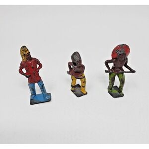 Set of 3 Vtg Britains Ltd Painted Lead Metal Native American Indian Figures 2"